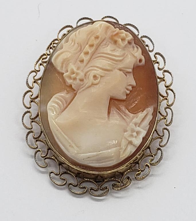 VTG CAMEO 1/20 14k GOLD PIN/PENDANT (1 of 6)