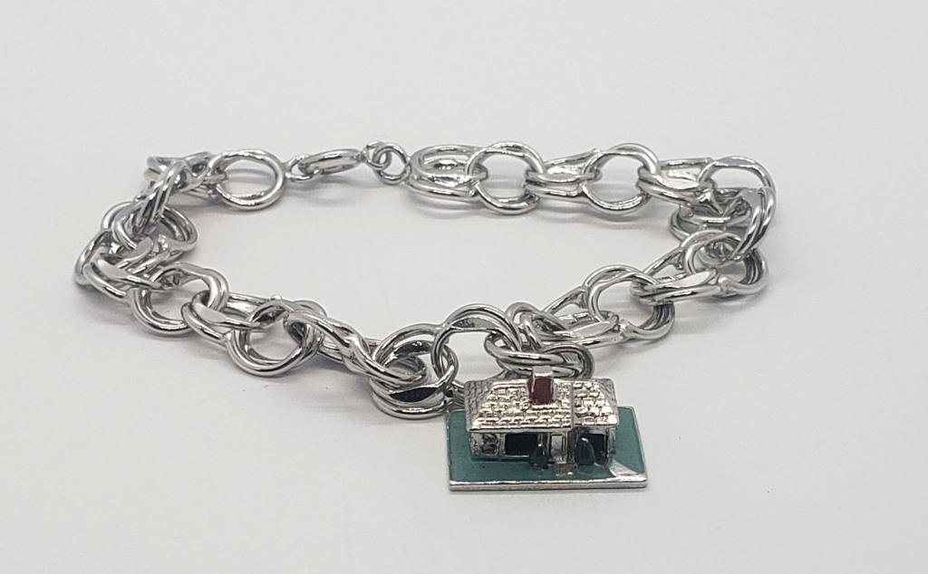 STERLING CHARM BRACELET w/1 CHARM (1 of 2)
