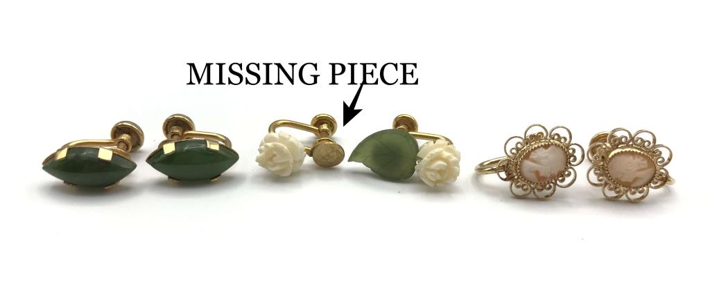 3 PAIRS 12K GOLD FILL SCREW ON EARRINGS (1 of 2)