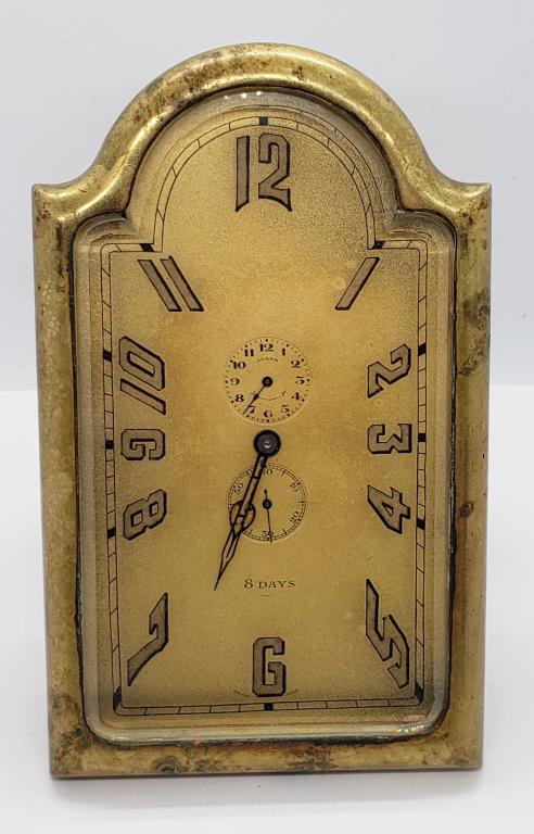  ANTIQUE Swiss Angelus 8 Day Travel Alarm Clock (1 of 3)
