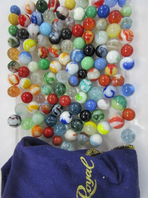 ANTIQUE MARBLES - GREAT MIX (1.27 LBS): in CROWN ROYAL BAG-SEE PICTURES