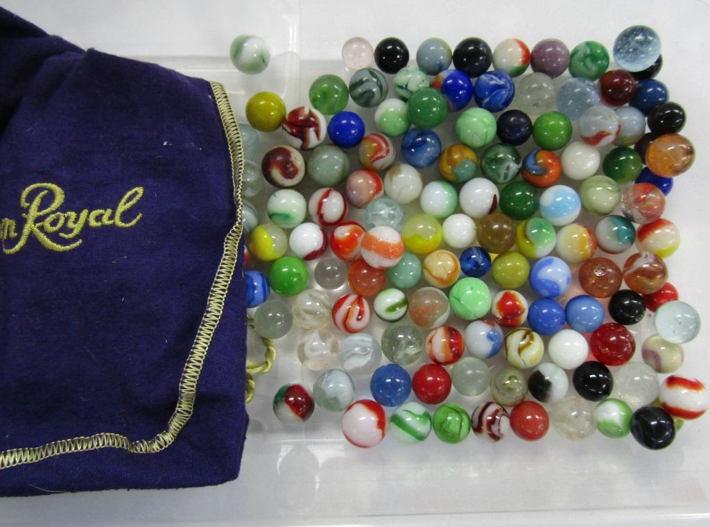 ANTIQUE MARBLES - GREAT MIX (1.34 LBS): in CROWN ROYAL BAG-SEE PICTURES