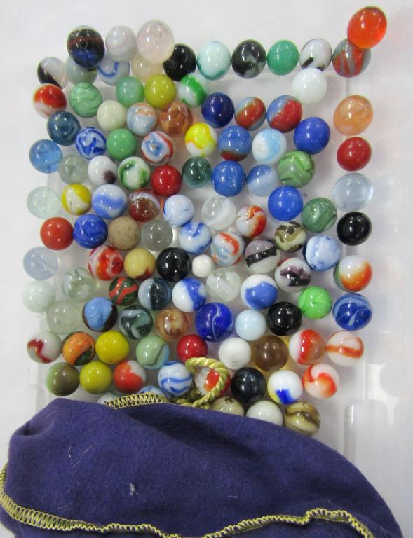 ANTIQUE MARBLES - GREAT MIX (1.22 LBS): in CROWN ROYAL BAG-SEE PICTURES