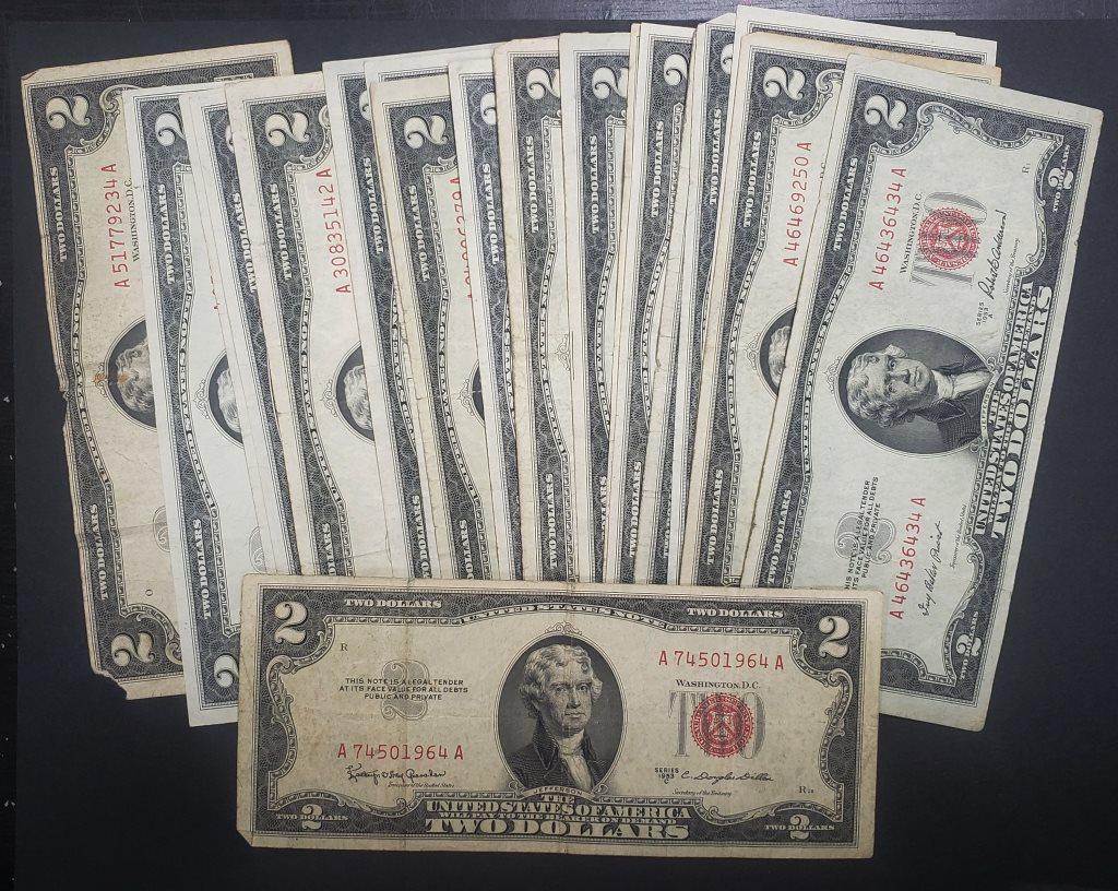 (20) $2 RED SEAL U.S. NOTES - MIXED DATES (1 of 2)