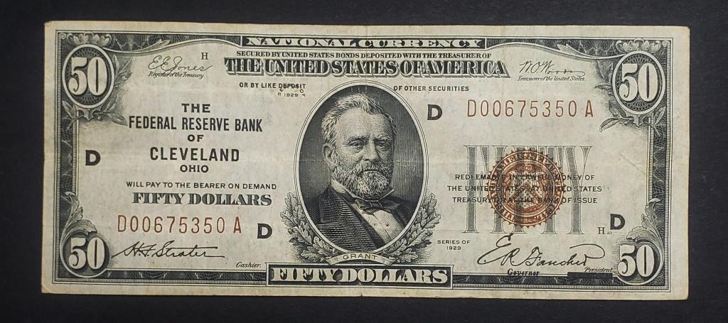 1929 $50 NATIONAL NOTE -CLEVELAND OH (1 of 2)