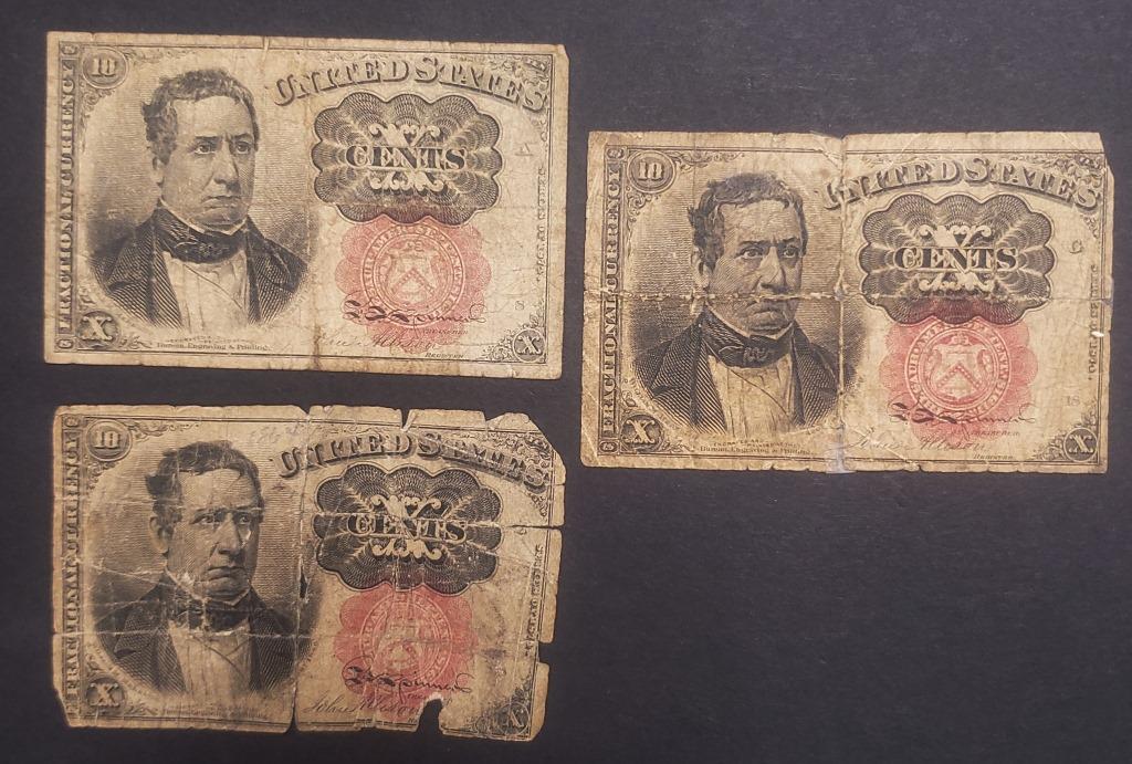 (3) 1874 10c FRACTIONAL NOTES (1 of 2)