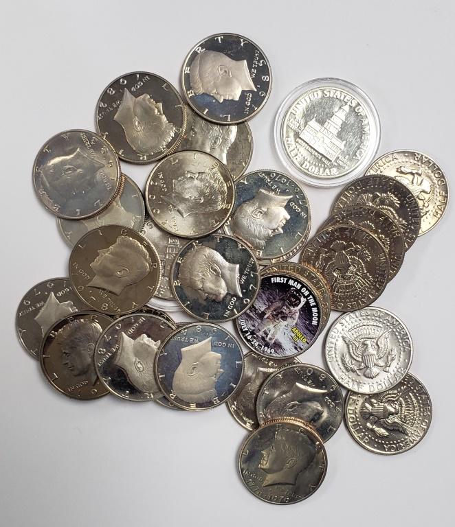 14-PROOF, 15 UNC KENNEDY HALF DOLLARS (1 of 1)