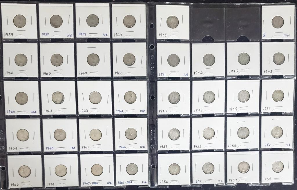38-SILVER CANADA DIME LOT 1933-1967 (1 of 2)