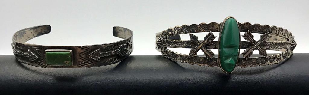2 NAVAJO BANGLES / CUFFS W STONES DETAILED (1 of 6)