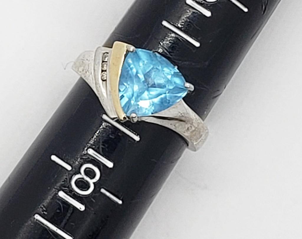 925 / 14k GOLD RING w/BLUE STONE (1 of 3)