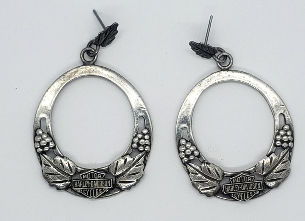 STERLING HARLEY DAVIDSON DANGLY PIERCED: EARRINGS. TOTAL 8 DWT