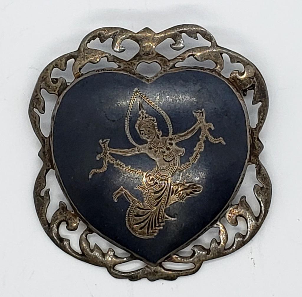 VINTAGE SIAM STERLING DANCING LADY PENDANT (1 of 6)