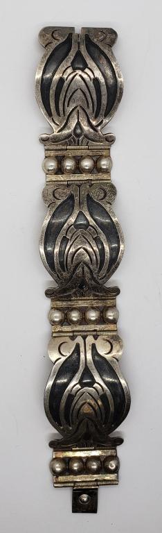 7 INCH MEXICO STERLING THICK PANEL BRACELET (1 of 4)