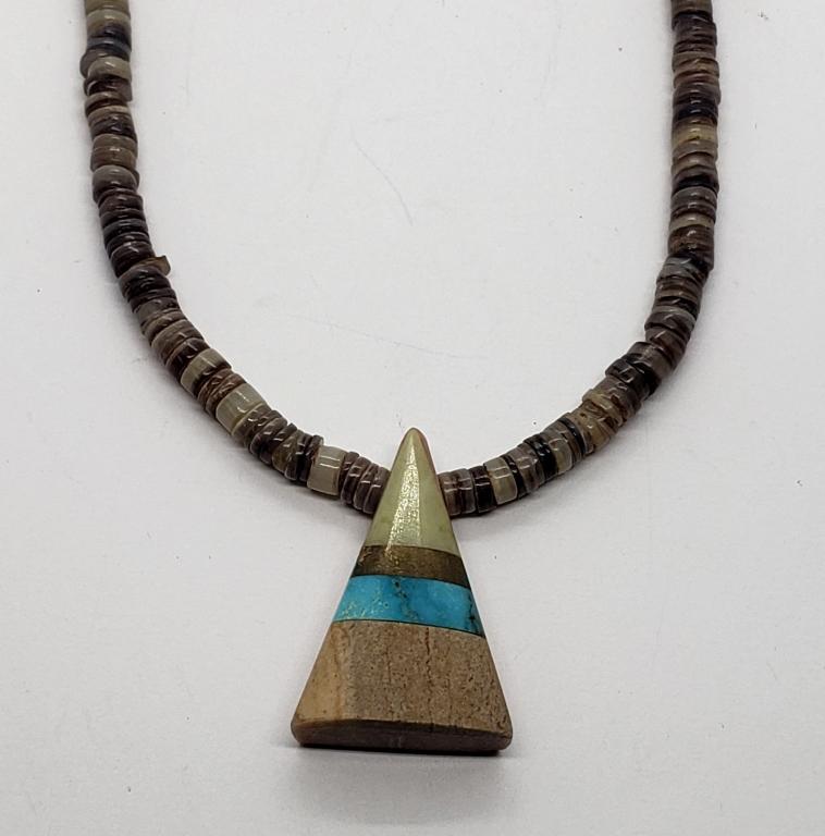 18 INCH TRIBAL BEADED NECKLACE WITH STERLNG (1 of 3)