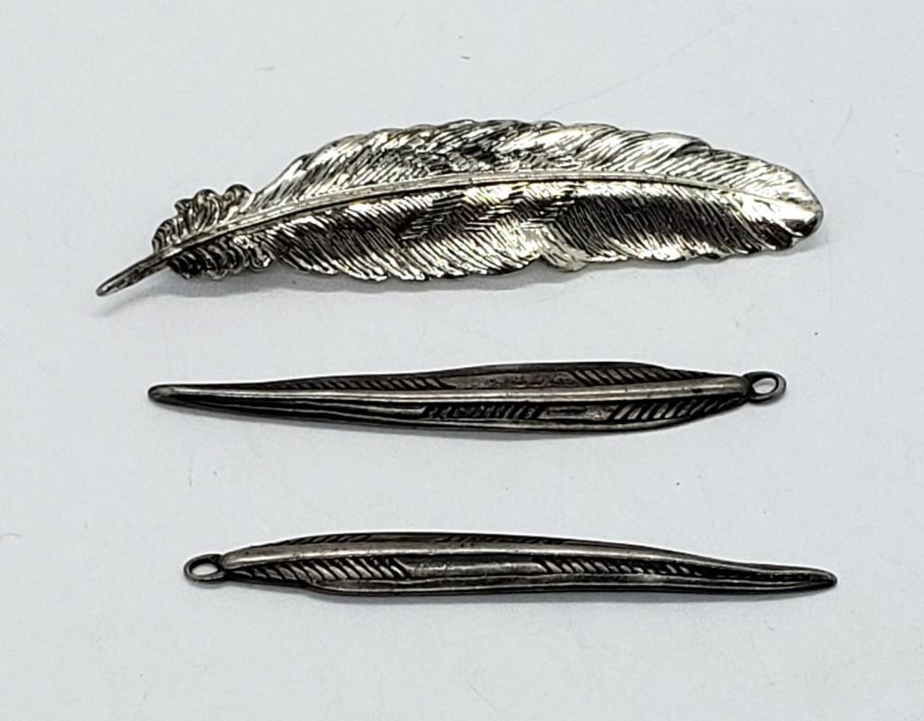 DANECRAFT STERLING FEATHER PIN 2" & (1 of 4)