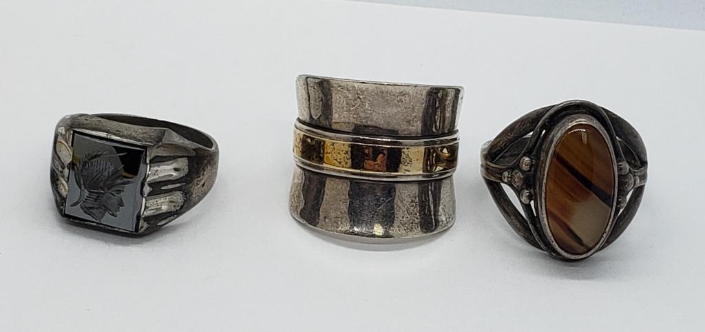 (3) STERLING MENS RINGS (1) CENTURION (1 of 6)