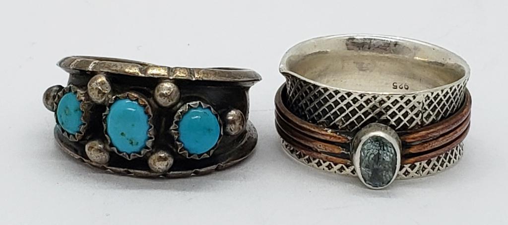 NAVAJO STERLING & TURQUOISE RING SIZE 9 (1 of 5)