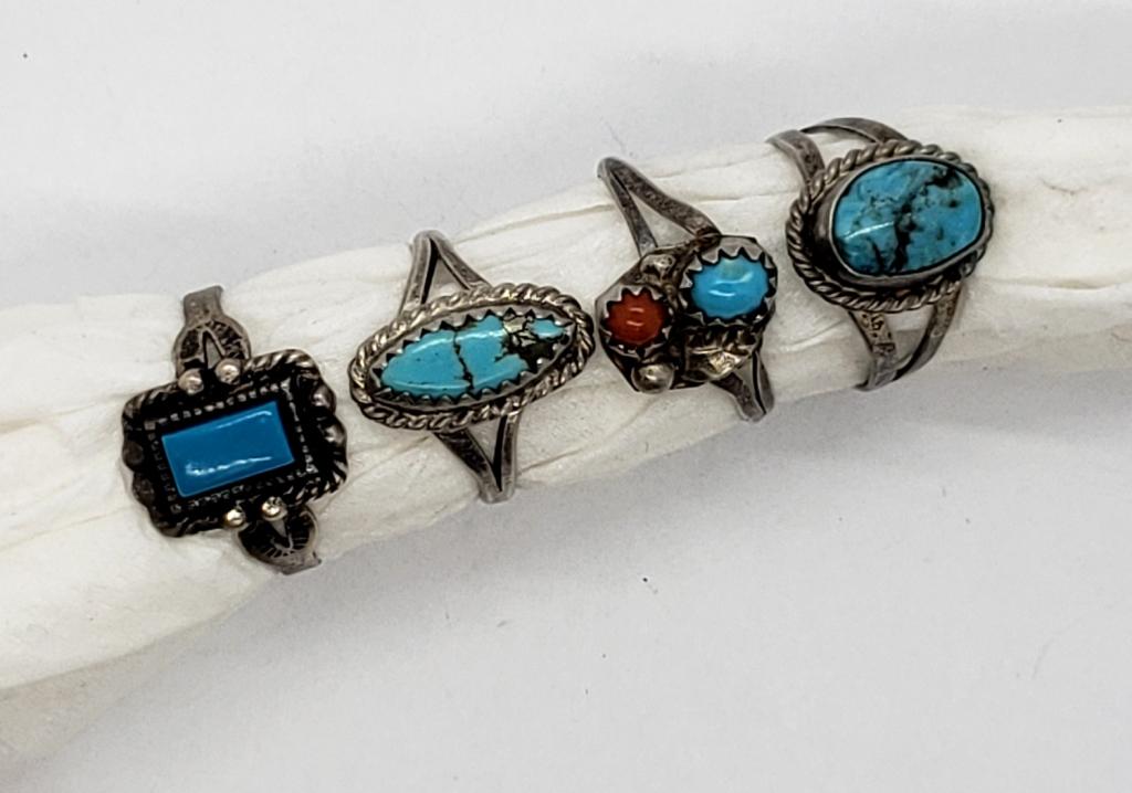 (4) NAVAJO STERLING LADIES RINGS (1 of 6)