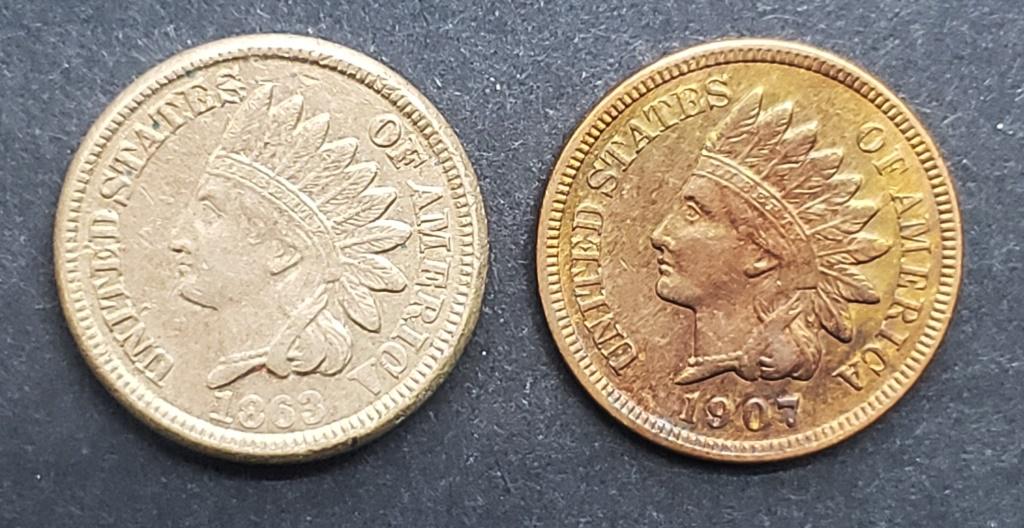 1863 & 1907 INDIAN CENTS - NICE CONDITION (1 of 2)