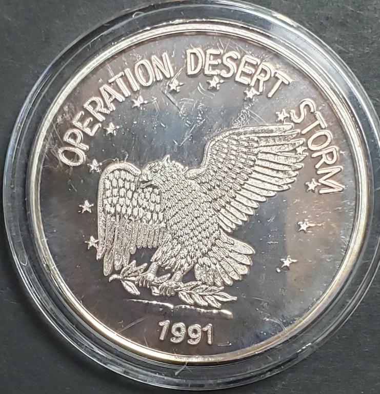 1991 OPERATION DESERT STORM 1ozt .999 SILVER (1 of 4)