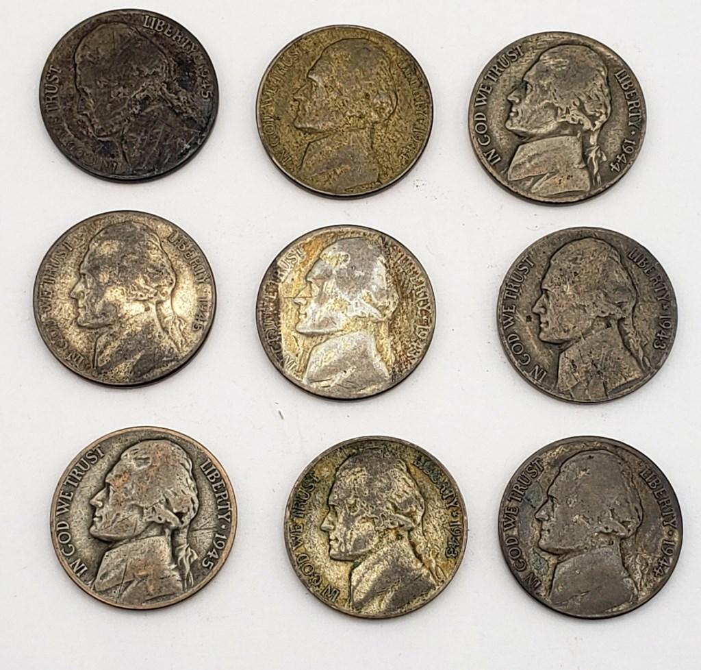 1943, 1944, 1945 PDS WAR NICKEL MINT MARK SETS (1 of 2)