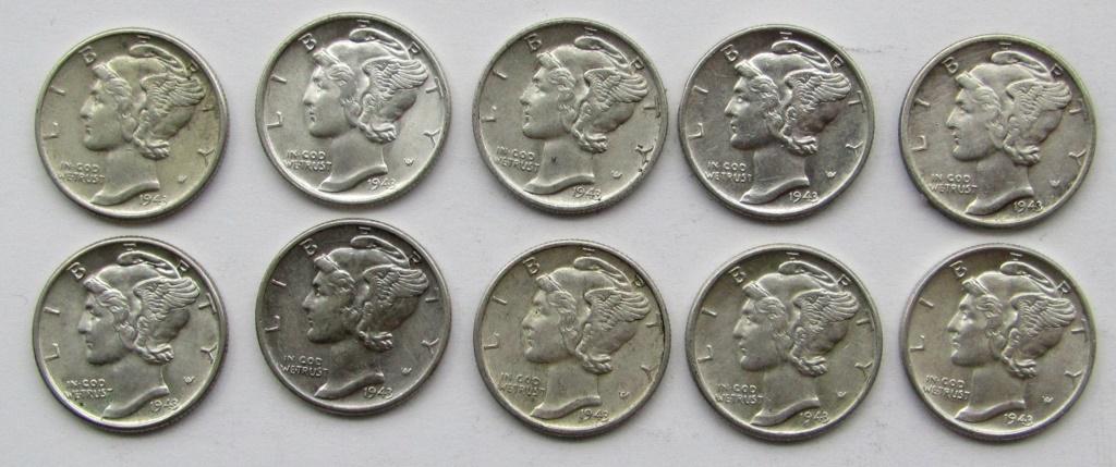 10 - 1943 MERCURY DIMES AU/BU (1 of 2)