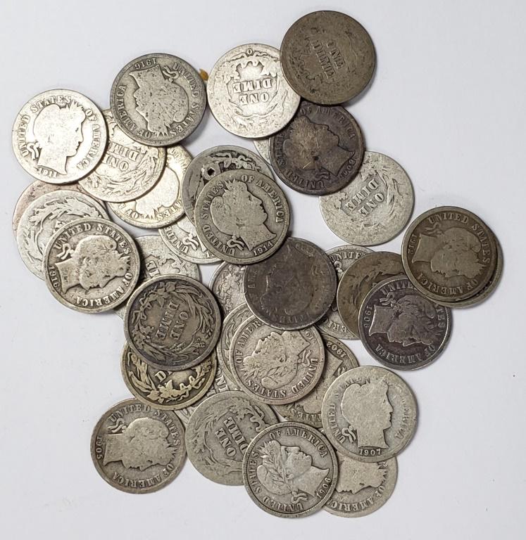 35 - BARBER SILVER DIMES (1 of 2)