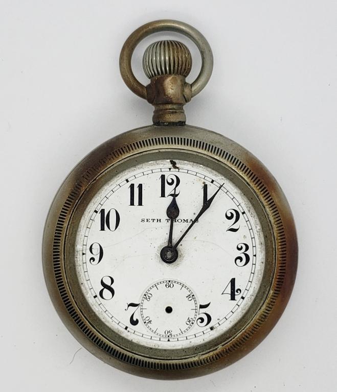 SETH THOMAS OPEN FACE POCKET WATCH (1 of 3)