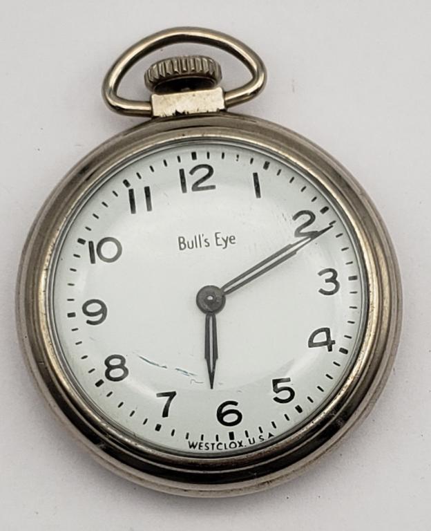Westclox bullseye top pocket watch value