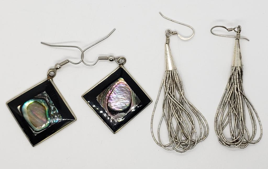 ALAPCA MEXICO ABALONE EARRINGS &: LIQUID SILVER EARRINGS ( 4.8 DWT)