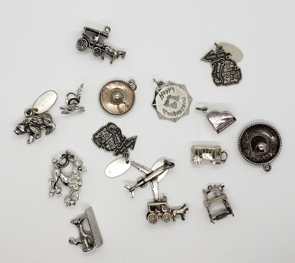 (15) CHARMS w/10-STERLING: VARIOUS SOUTHWEST ( 22.5 DWT)