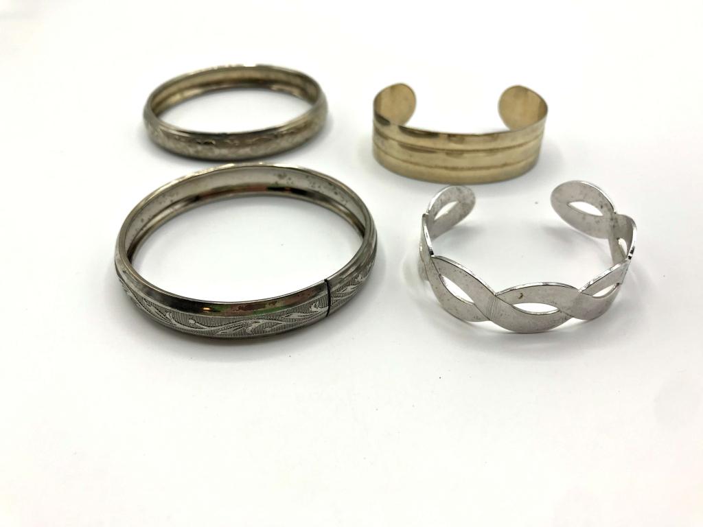 LOT OF 4 BANGLES/ CUFF BRACELETS: REGISTER TO BID TODAY!