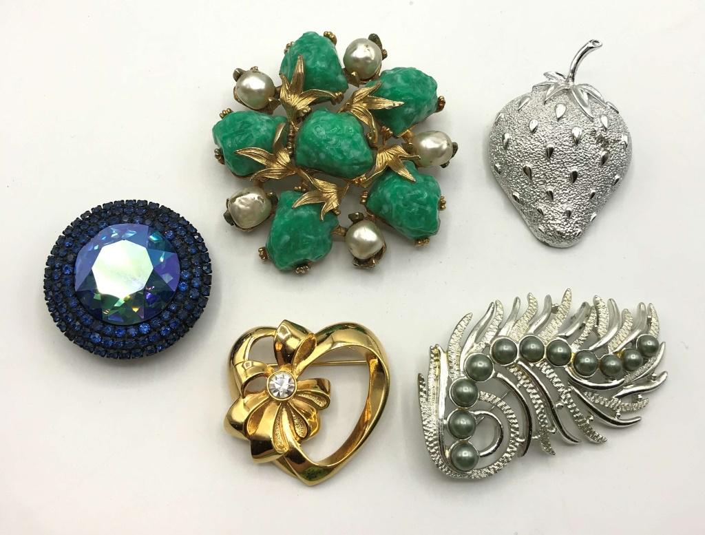 5 UNIQUE BROOCHES! RANDOM STYLES VINTAGE! (1 of 6)