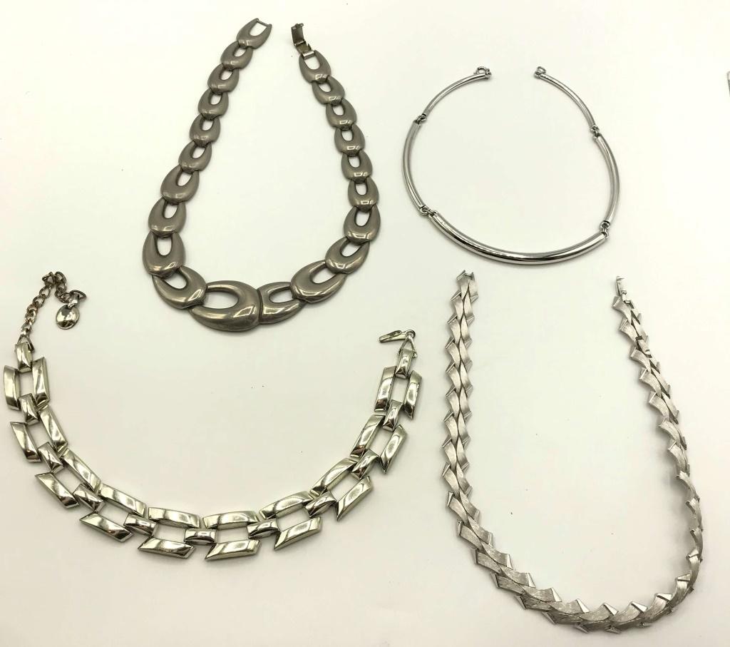 4 SILVERTONE NECKLACES 1-TRIFARI: REGISTER TO BID TODAY!