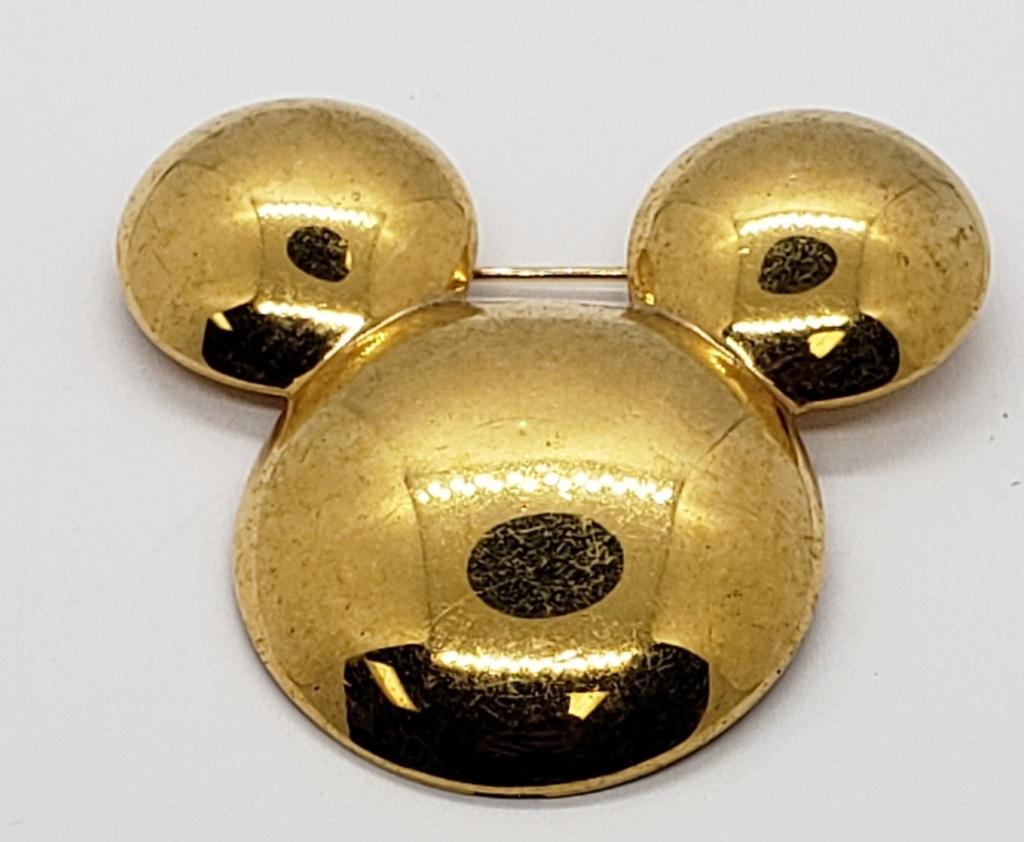 Vintage Disney Napier High Gloss: Goldtone Mickey Mouse Ears Brooch