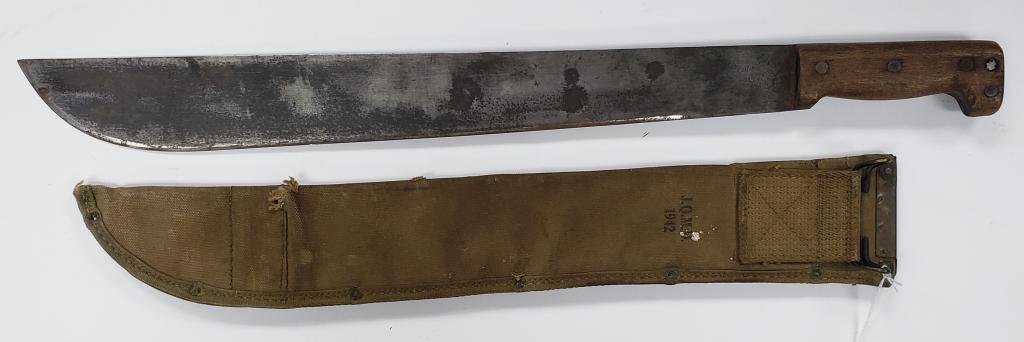 WWII US Army & Marines 1942 Disston Machete: Comes with JQMD 1942 Sheath.