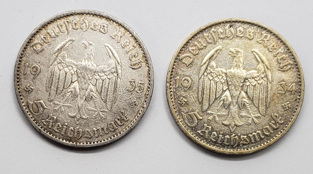 1934 & 1935 German 5 Reichsmarks: 2 Coins!