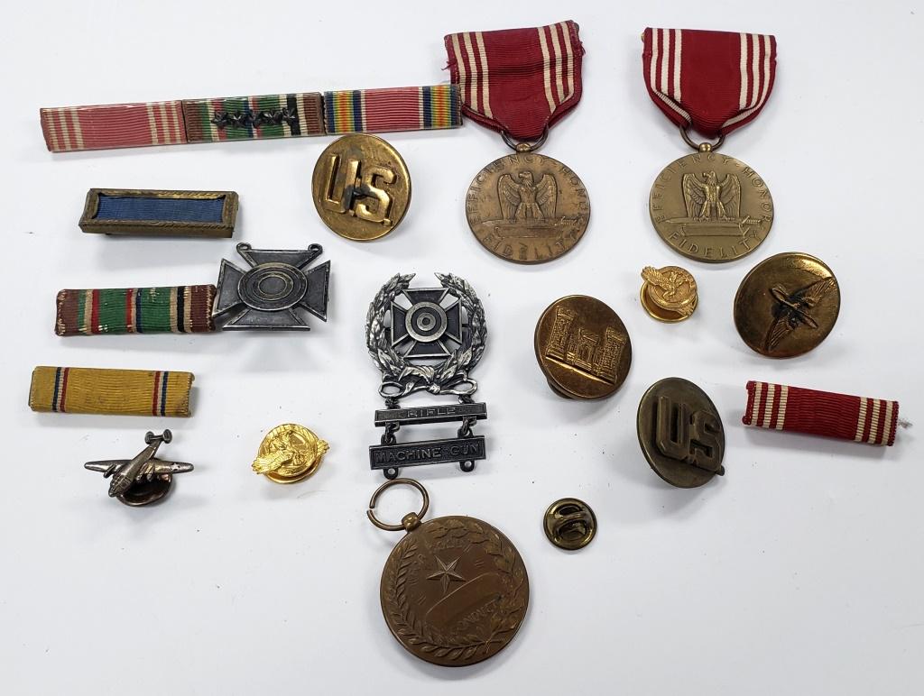 WWII & Post War Medals, Ribbons, Badges, More: The shooter badges are sterling silver (not the bars).