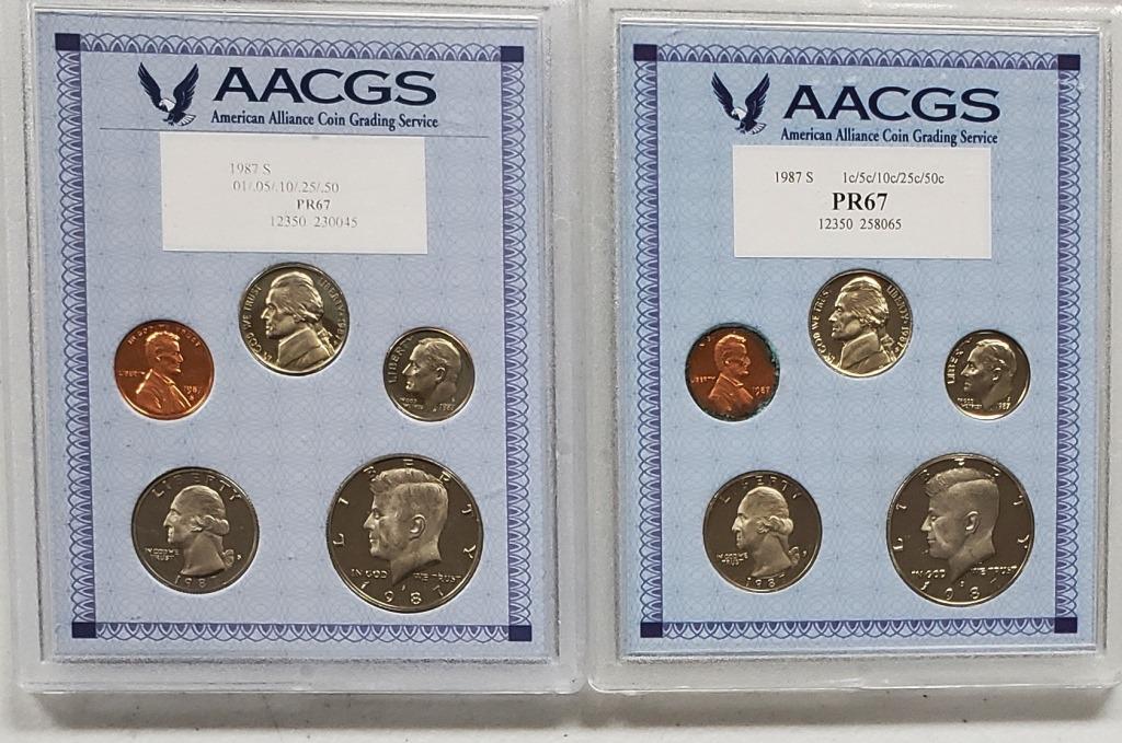 (2) 1987-S PROOF SETS AACGS PR67 (1 of 2)
