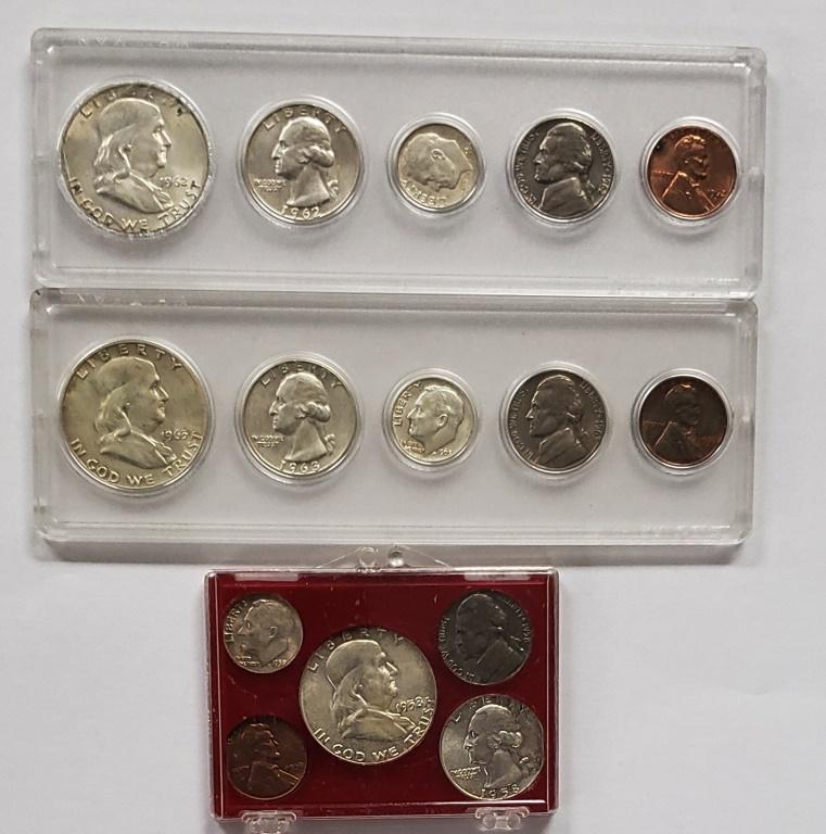 1958, 1962 & 1963 U.S. COIN SETS (5 coins each Set (1 of 2)