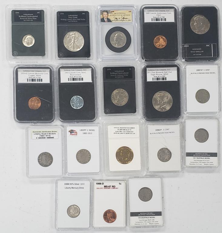 18 GRADED U.S. COINS: 1934 WL HALF DOLLAR, (1 of 8)