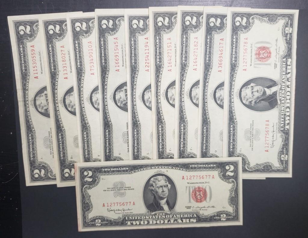 (10) MIX $2 RED SEAL U.S. NOTES (1 of 2)