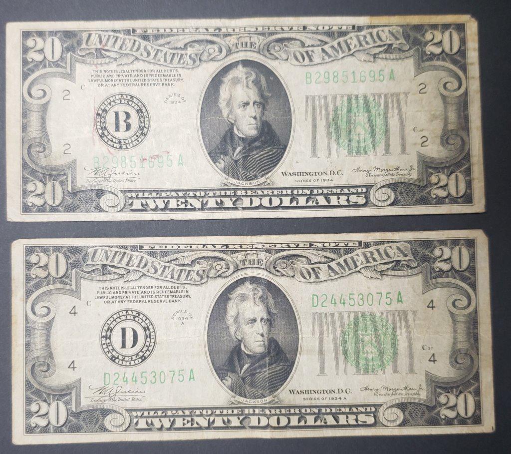 (2) 1934 $20 FED RSV NOTES (1 of 2)