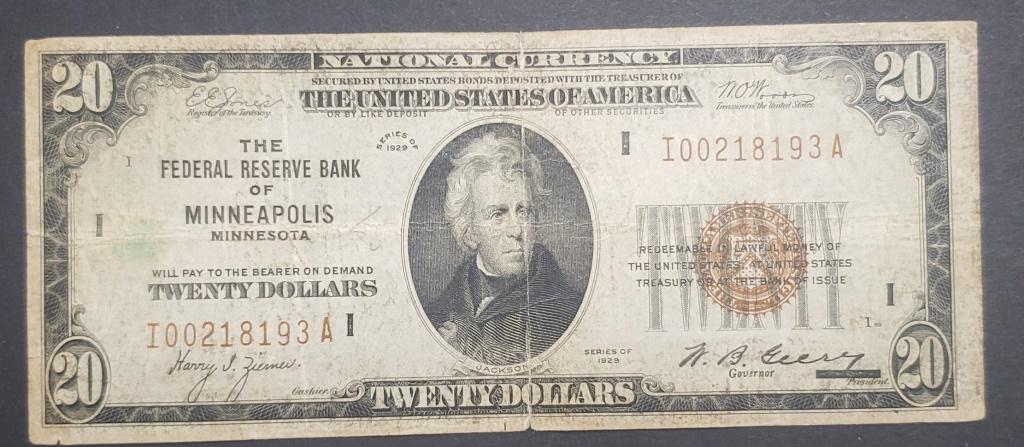 1929 $20 NATL CURRENCY MINNEAPOLIS (1 of 2)