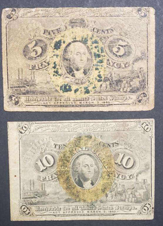 1863 5c & 10c FRACTIONAL NOTES (1 of 2)