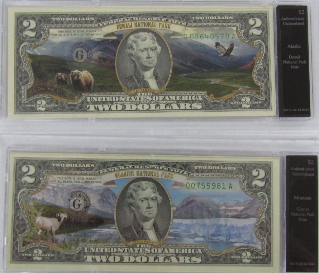 (2) NATL PARK ENHANCED 1976 $2 NOTES (1 of 4)
