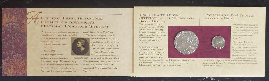 1993 Thomas Jefferson Coinage and Currency (1 of 3)