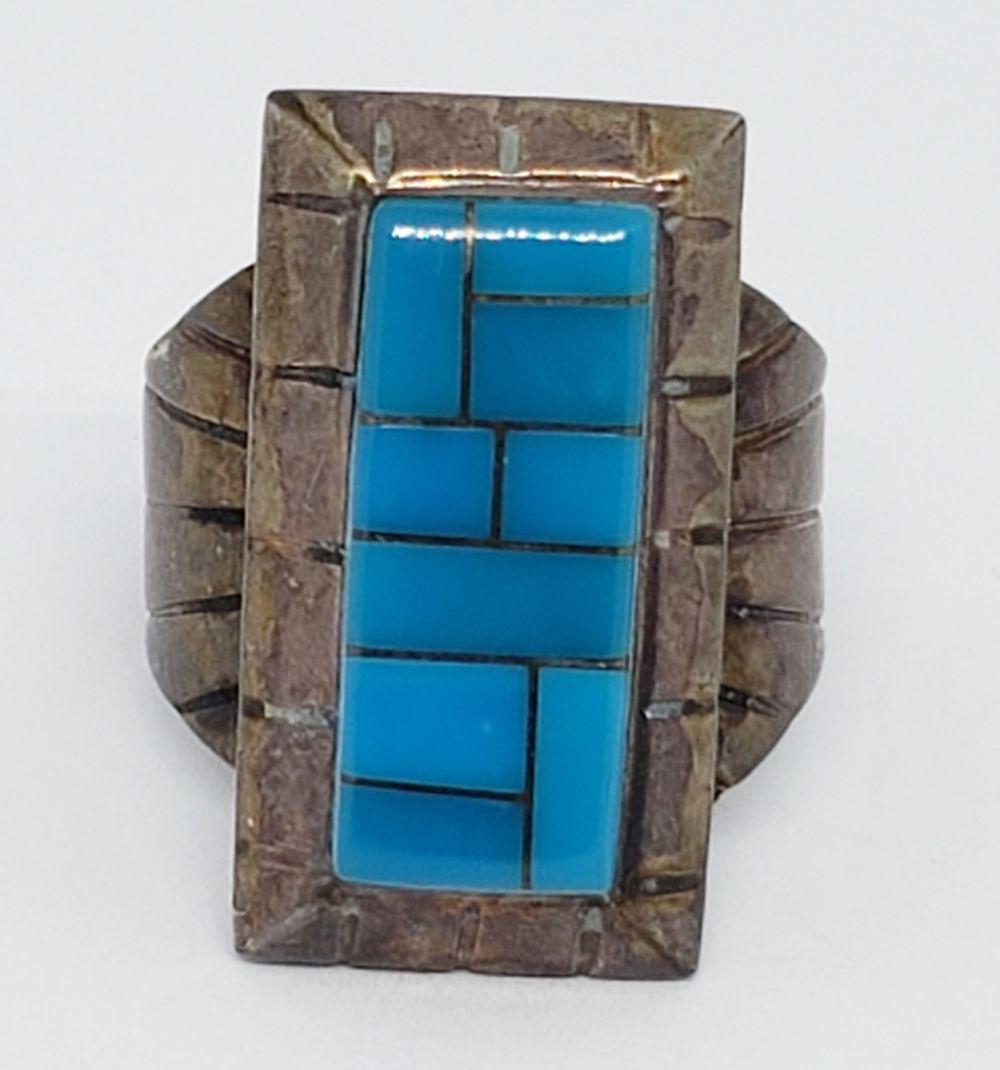 VINTAGE "MA" MARKED NAVAJO STERLING RING (1 of 6)