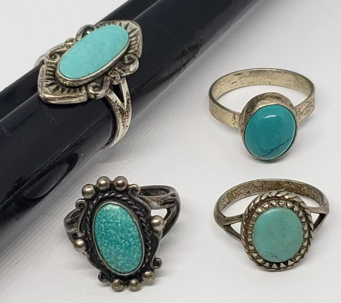 4-SOUTHWESTERN STERLING RINGS WITH TURQUOISE (1 of 5)