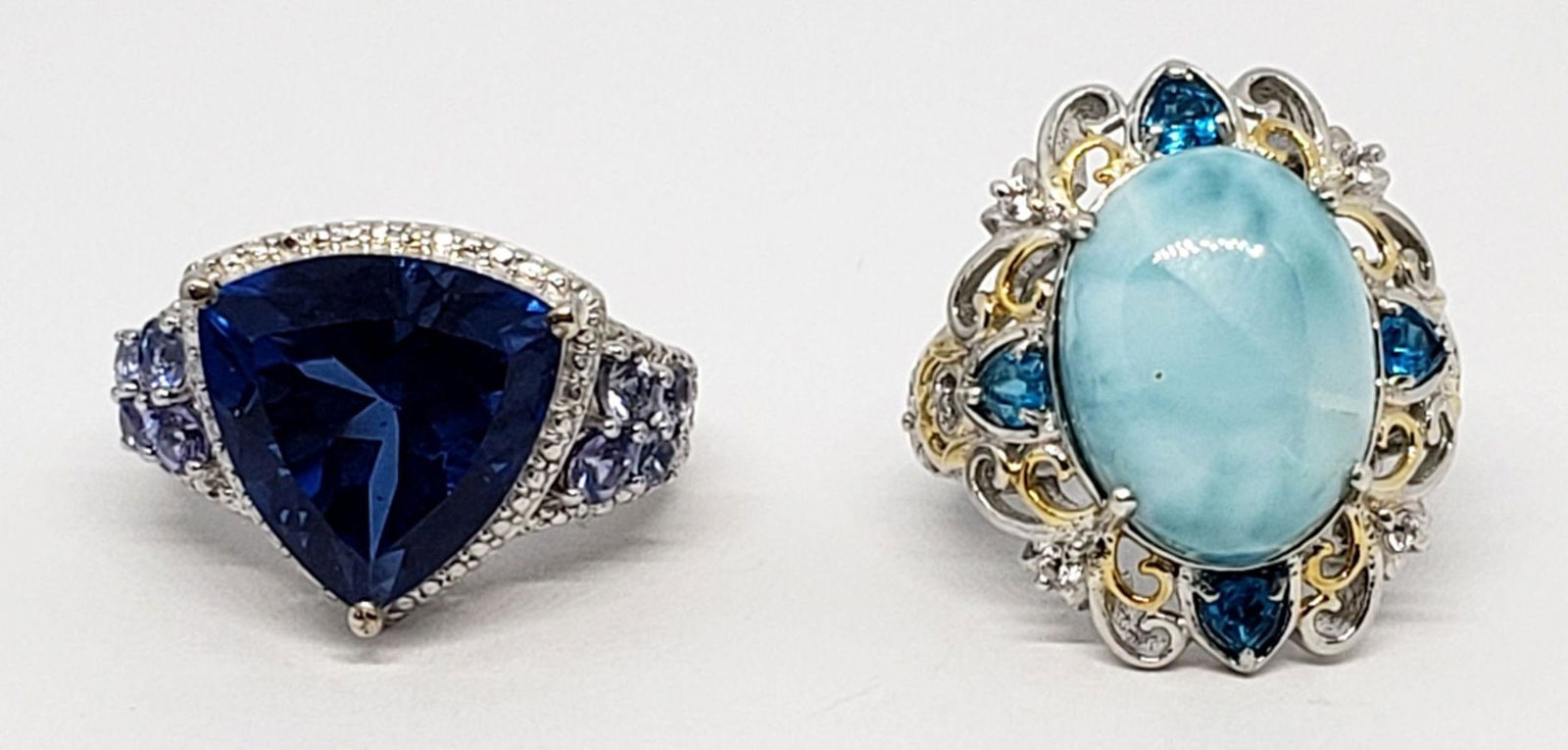 LOOKS NEW! 925 COCKTAIL RINGS WITH BLUE STONE (1 of 6)